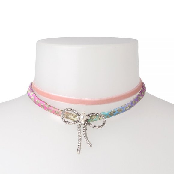 new  BETSEY JOHNSON Set Of 2 BOW COLLAR NECKLACE 2510 194 - Picture 8 of 8